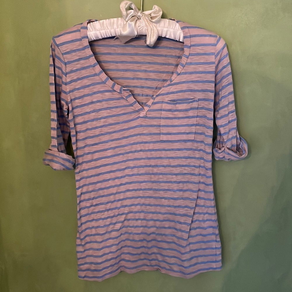 Splendid XS striped taupe and grey t shirt.  Super soft!!!